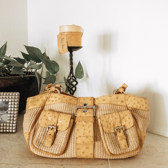 Prada Handbags - Prada Paglia Struzzo Ostrich Raffia reversible Bag